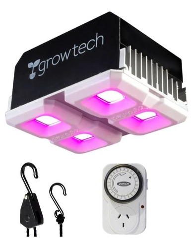 Panel Led Growtech Cultivo 200w Full Spectrum Polea Y Timer