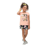 Conjunto Infantil Feminino Curto Rosa Neon Life - Kyly