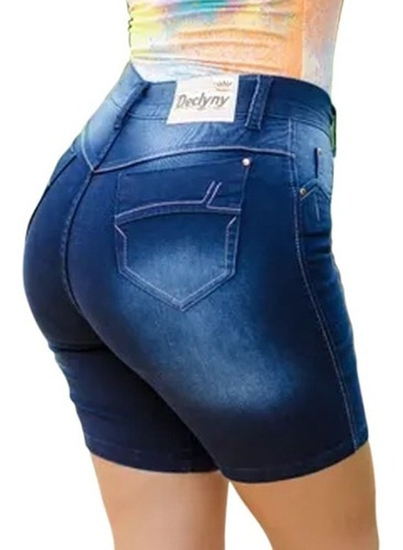 Bermuda Jeans Shorts Feminina Escura