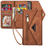 Funda Cartera Para Samsung S10e Cafe Piel Sintetica