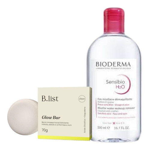 Kit Limpeza Sensibio H2o Bioderma 500ml + Glowbar Blist 70g