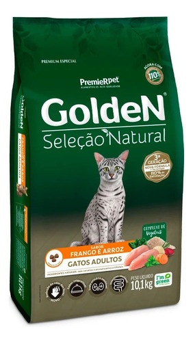 Ração Golden Seleção Natural Gatos Adultos Frango & Arroz 10