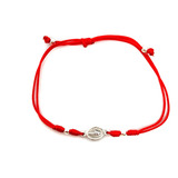 Pulsera Virgen De Los Rayos Plata Fina 925 Cordón Rojo