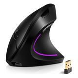 Mouse Ergonomico Vertical Inalambrico 2.4g Recargable Usb Color Negro