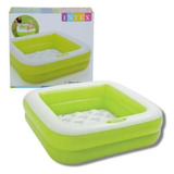 Piscina Infantil Quadrada Verde 57 L Fundo Inflável Intex