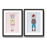 2 Quadros Casal Gatos Decor Quarto Menina Menino C/ Paspatur