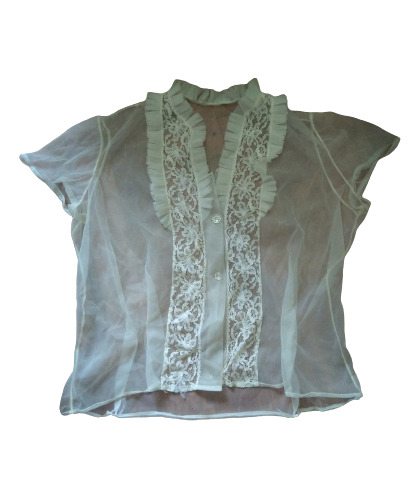 Blusa Gasa Con Encaje Talle M/ L Fiesta 