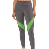 Calça Leg Feminina Cinza E Verde Moda Fitness Academia