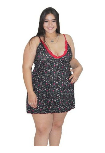 Camisolas Pijama Kit 3 Plus Size Feminina Estampada Sem Bojo