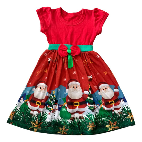 Vestido Infantil Tema Natal - Tamanho 2