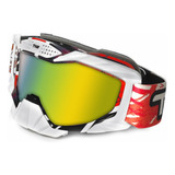 Gafas Para Motociclista Goggle Techx2 Blnco/rjo Mica Amar