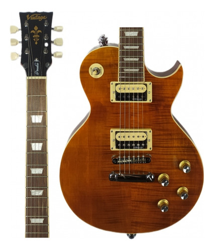 Guitarra Les Paul Vintage V100 Afd Paradise Flamed Amber