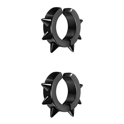Piercing Falso Arracada Picos Fake 2 Plug Negro A Presion | Meses sin interés