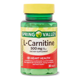 L Carnitina Carnitine 500mg 30 Tabs Aminoacido Spring Valley