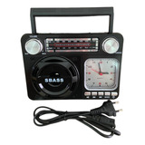 Rádio Relógio Retro Bluetooth Vintage Fm Am Sw Usb Portátil