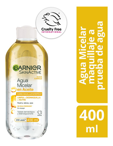 Agua Micelar En Aceite Garnier Skin Active 400ml Tipo De Piel Todo Tipo De Piel