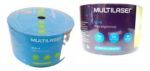 50 Midia Cd-r Multilaser + 50 Dvd-r Multilaser Original