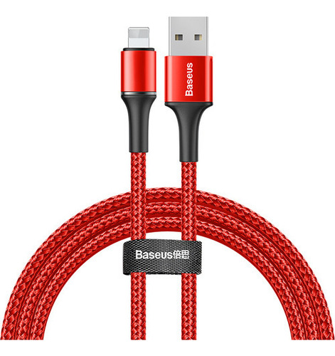 Cable Carga Rapida Mallado Usb-a 1m Baseus Rojo Para iPhone