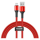 Cable Carga Rapida Mallado Usb-a 1m Baseus Rojo Para iPhone