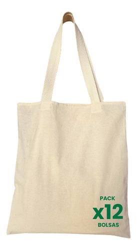 Tote Bag Ecologica De Lienzo Algodon 40cm X 35cm 12 Unidades