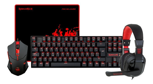 Kit Redragon Teclado Kumara Mouse Centrophus Auri Ares H120