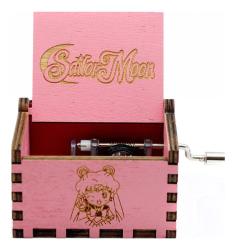 Caja Musical Sailor Moon Rosa Madera Coleccion Detalle