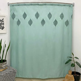 Cortina De Baño Tela Soft Touch Bordada Topstyle Cut Leaf Color Verde Petroleo