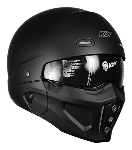 Casco Kov Spectrum Negro Para Moto Abierto Con Mascara