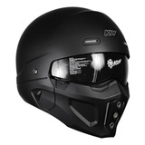 Casco Kov Spectrum Negro Para Moto Abierto Con Mascara