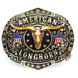 Fivela Country American Longhorn Rodeio P/ Cinto