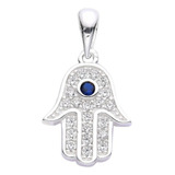 Dije Hamsa Ojo Turco Cristales Plata 925