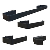 Juego De 4 Accesorios Para Baño Negro Mate Minimalista 