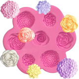 Molde Silicona Suculentas Mini Rosas Fondant Porcelana Fria 