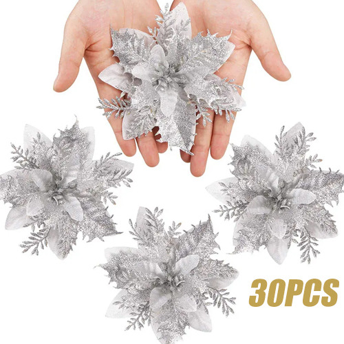 Decoração De Árvore De Natal, 30pcs Glitter Artificial Flors