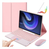 Funda C/teclado+mouse+lápiz P/xiaomi Pad 6/6pro 11'' Rosa Ñ