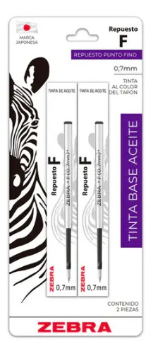 2 Repuestos F Bolígrafos Zebra 7mm - Tinta Base Aceite | Meses sin interés