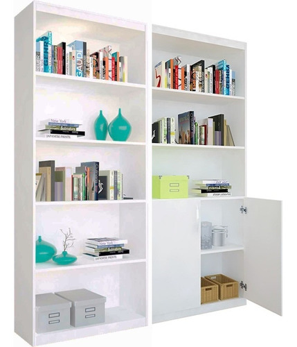 Combo 2 Bibliotecas 6 Estantes 2 Puertas Modular Mueble Libr