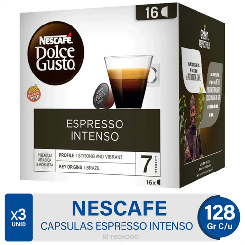 Capsulas Cafe Dolce Gusto Espresso Intenso Nescafe Pack X3