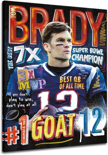 Cuadro Decorativo Tom Brady Goat Nfl Mejor Del Mundo Canvas