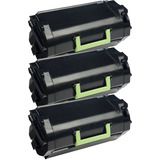 Kit 03 Toner Compatível 624x 62bx P/ Lexmark Mx711 Mx811 45k