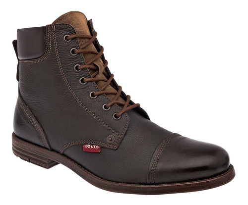 Bota Levis L220421 Con Agujeta Y Cierre Lateral En Piel