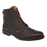 Bota Levis L220421 Con Agujeta Y Cierre Lateral En Piel