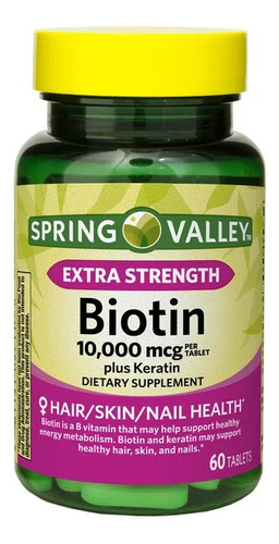 Biotina Plus Keratin Extra Strength 10,000 Mcg 60 Tabletas