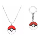 Set Collar Y Llavero Pokemon Pokebola Picachu Envio Gratis 