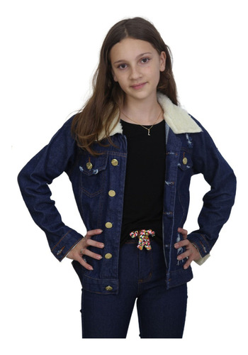 Jaqueta Jeans Feminina Infantil Menina Tendencia Pelinho