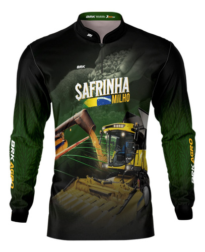 Camisa Agro Brk Fazenda Agricultura Colheita Milho Com Uv50+