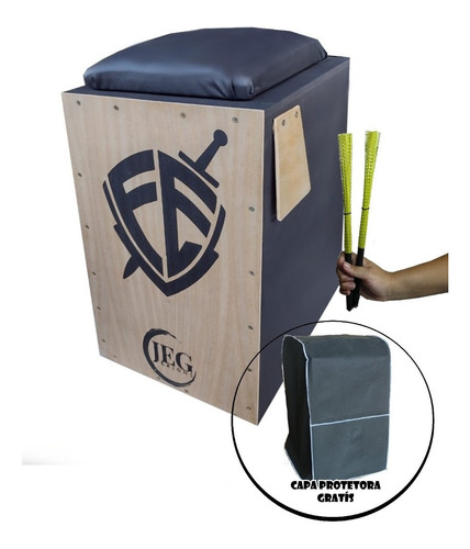 Cajon Carron Jeg Eletroacústico +slap + 2 Vassourinha + Capa