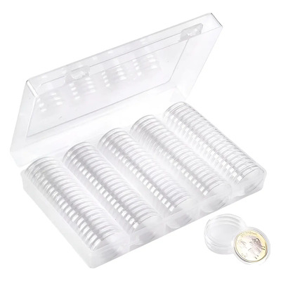 Estuche De Plástico Para Monedas Antiguas, 30 Mm, 100 Uds.