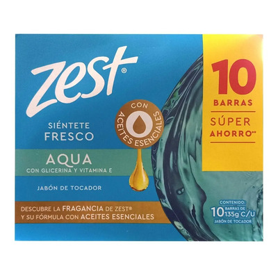 Jabón En Barra Zest Aqua 10 Pzas De 135 G C\u002Fu | Envío gratis