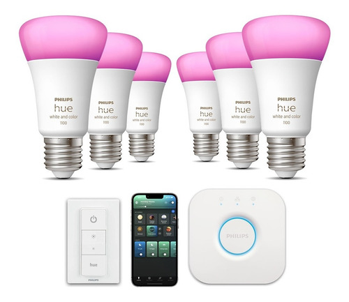 Kit De Inicio Philips Hue White Color Luz Color + 3 Lámparas